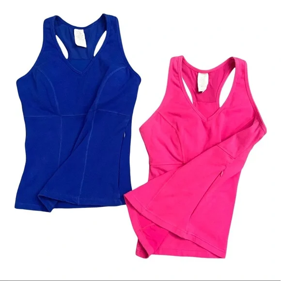 ❌ SOLD ❌ Danskin Athletic Tank Top Bundle Racerback Exercise Pink Blue Small - Picture 2 of 5